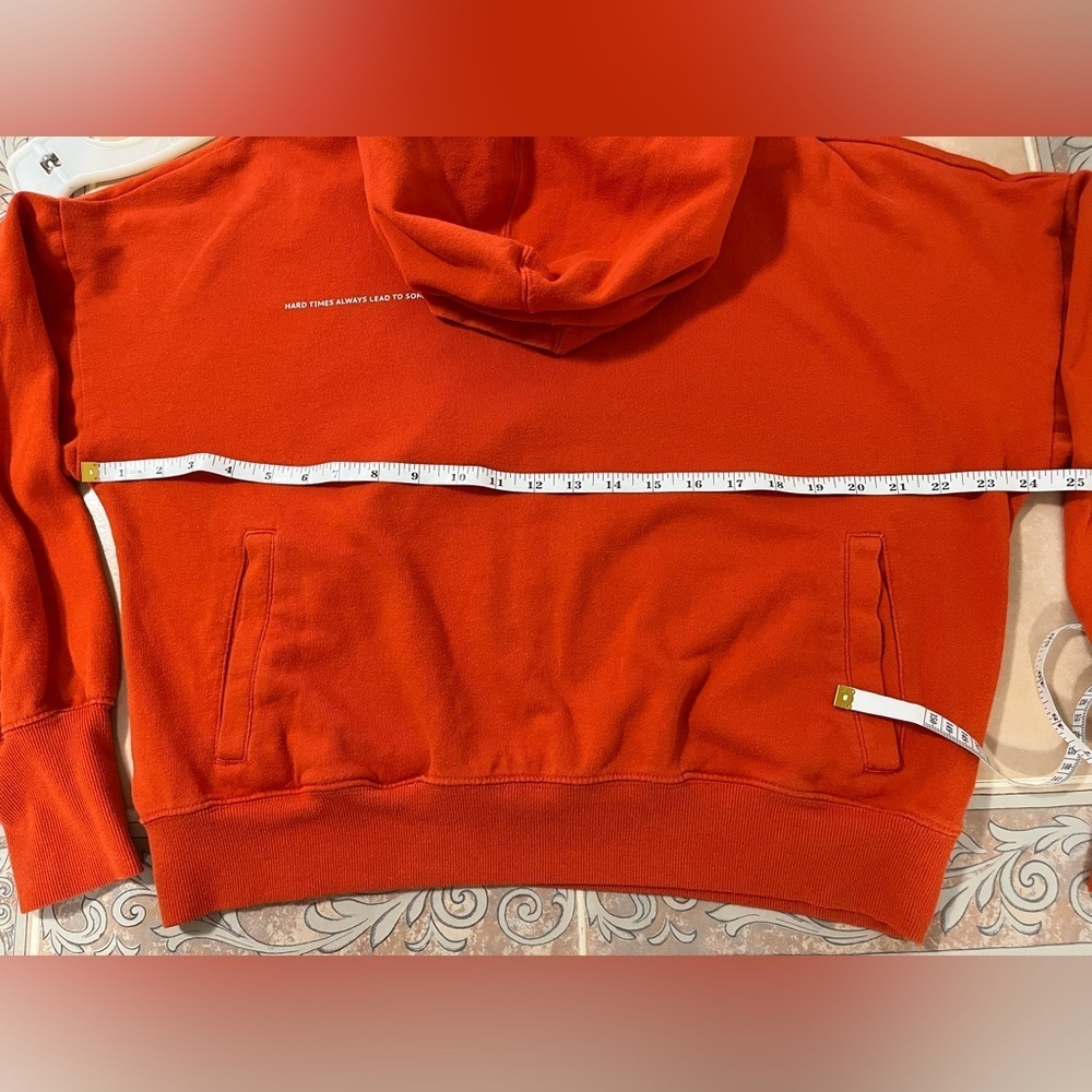 AS EC Collective Burnt Orange Hoodie L Cropped Sweatshirt Quote - Picture 6 of 8